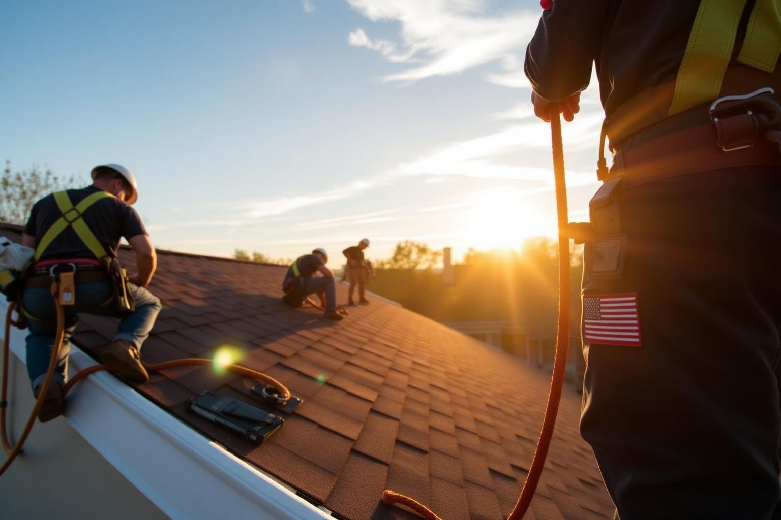 Veterans Choice Exteriors installation crew on a roof