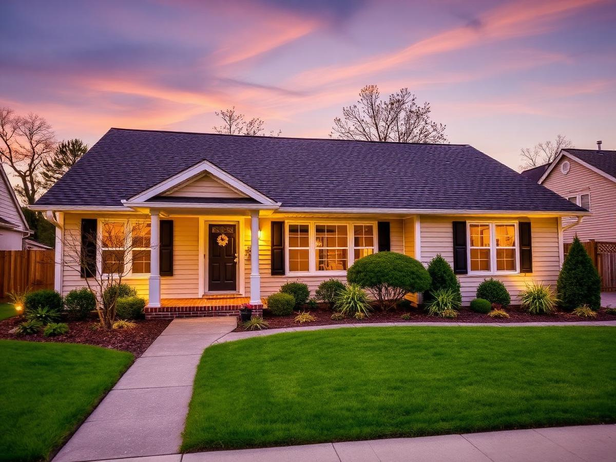 Ranch home after a complete exterior remodel at golden hour
